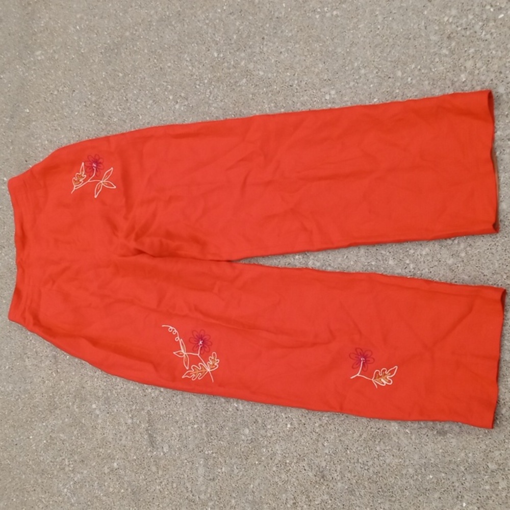 Red Linen Blend Lightweight Womens Pants 6